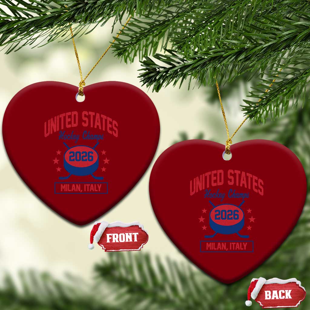 United States Hockey Champs 2026 Milan Italy Ceramic Ornament Patriotic USA Gold Medal Winter Games Fan