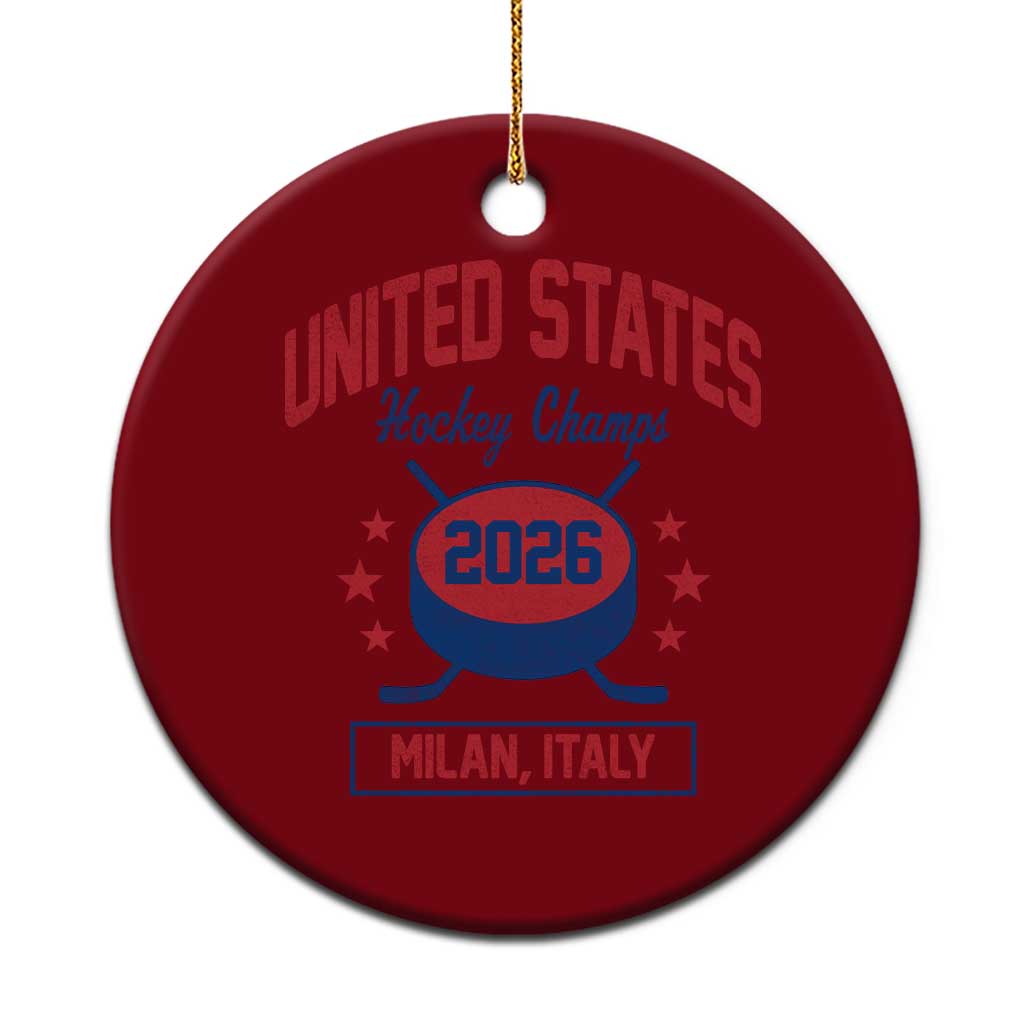United States Hockey Champs 2026 Milan Italy Ceramic Ornament Patriotic USA Gold Medal Winter Games Fan