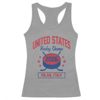 United States Hockey Champs 2026 Milan Italy Racerback Tank Top Patriotic USA Gold Medal Winter Games Fan