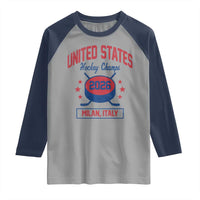 United States Hockey Champs 2026 Milan Italy Raglan Shirt Patriotic USA Gold Medal Winter Games Fan