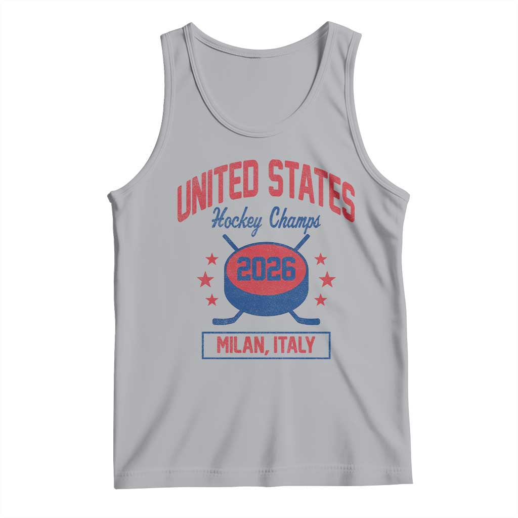 United States Hockey Champs 2026 Milan Italy Tank Top Patriotic USA Gold Medal Winter Games Fan