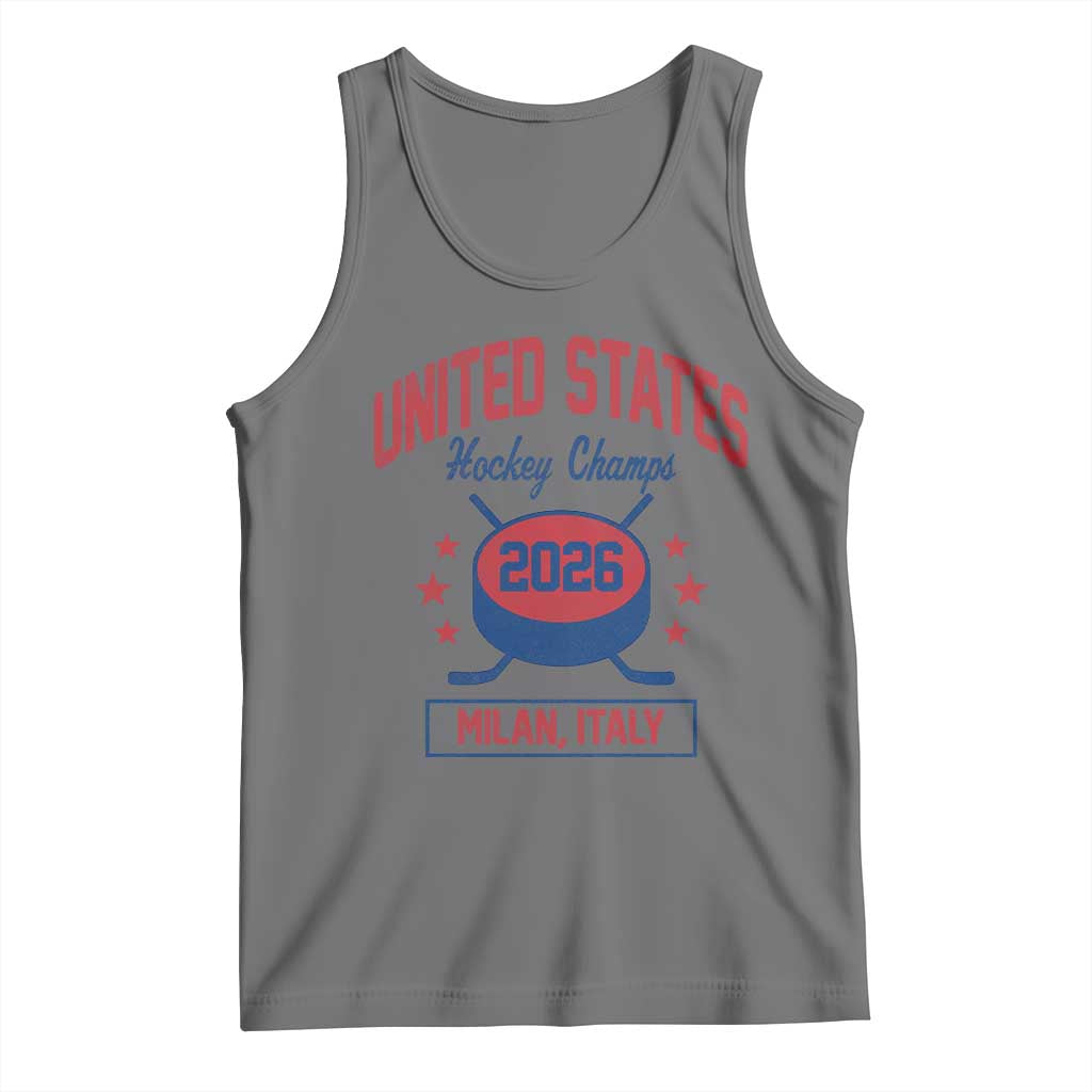 United States Hockey Champs 2026 Milan Italy Tank Top Patriotic USA Gold Medal Winter Games Fan