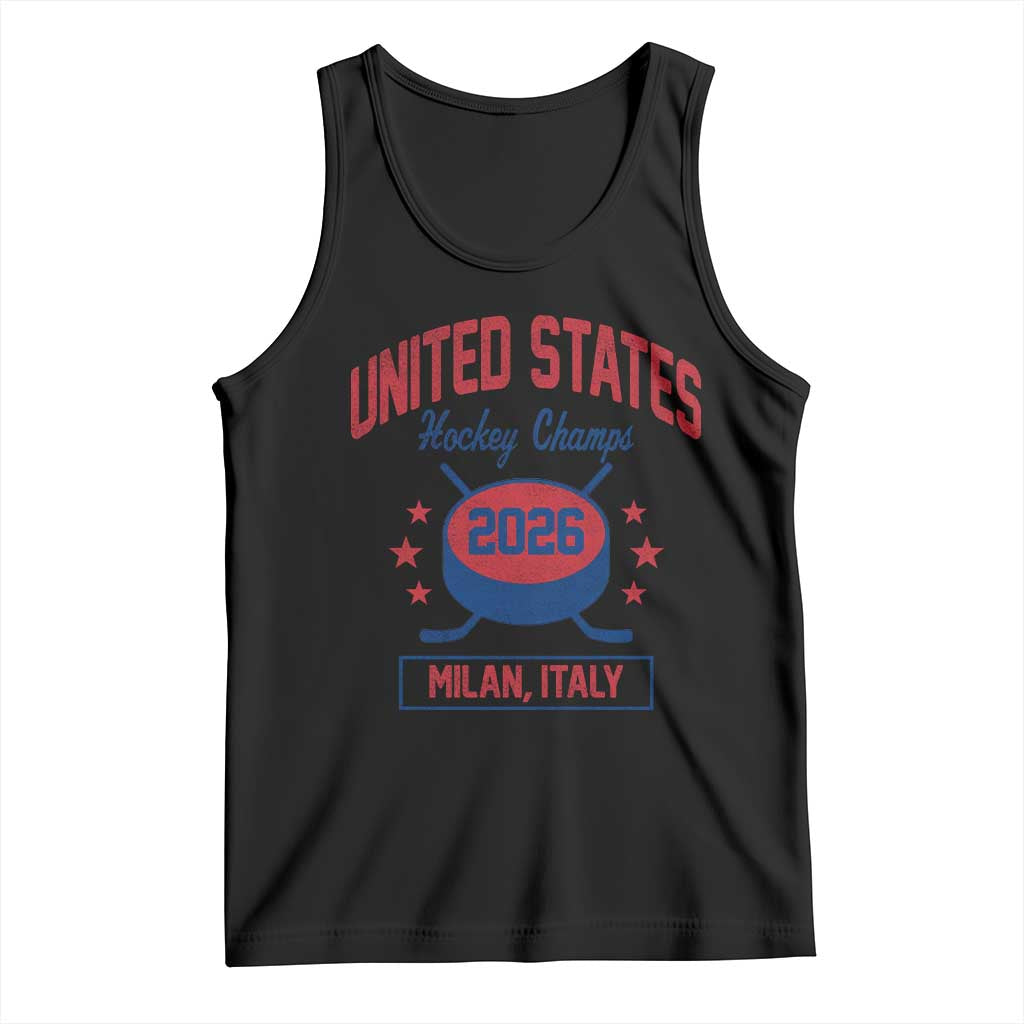 United States Hockey Champs 2026 Milan Italy Tank Top Patriotic USA Gold Medal Winter Games Fan
