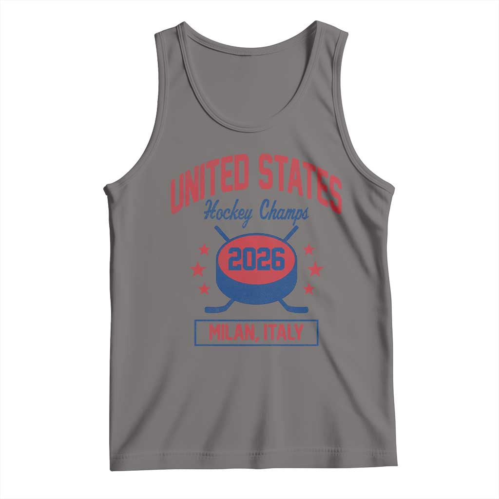 United States Hockey Champs 2026 Milan Italy Tank Top Patriotic USA Gold Medal Winter Games Fan