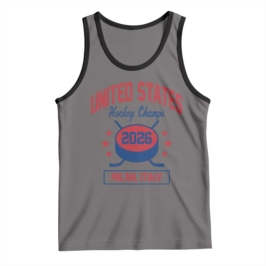 United States Hockey Champs 2026 Milan Italy Tank Top Patriotic USA Gold Medal Winter Games Fan