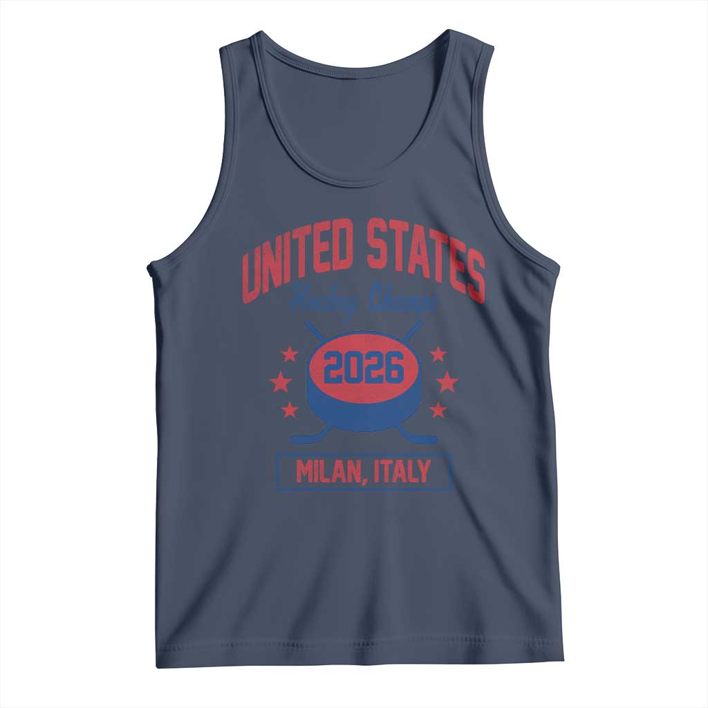 United States Hockey Champs 2026 Milan Italy Tank Top Patriotic USA Gold Medal Winter Games Fan
