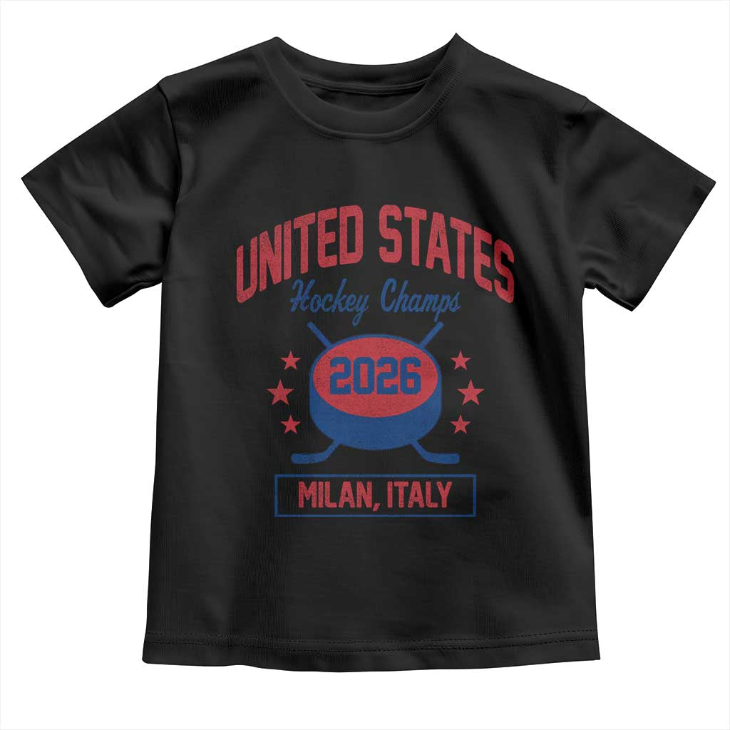 United States Hockey Champs 2026 Milan Italy Toddler T Shirt Patriotic USA Gold Medal Winter Games Fan