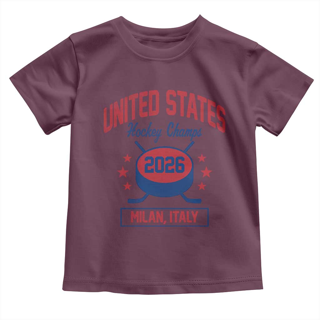 United States Hockey Champs 2026 Milan Italy Toddler T Shirt Patriotic USA Gold Medal Winter Games Fan
