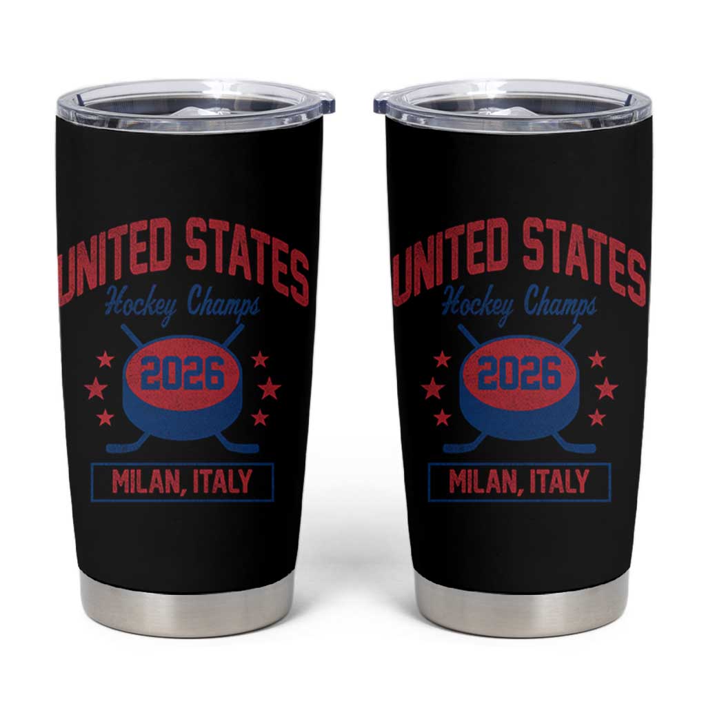United States Hockey Champs 2026 Milan Italy Tumbler Cup Patriotic USA Gold Medal Winter Games Fan