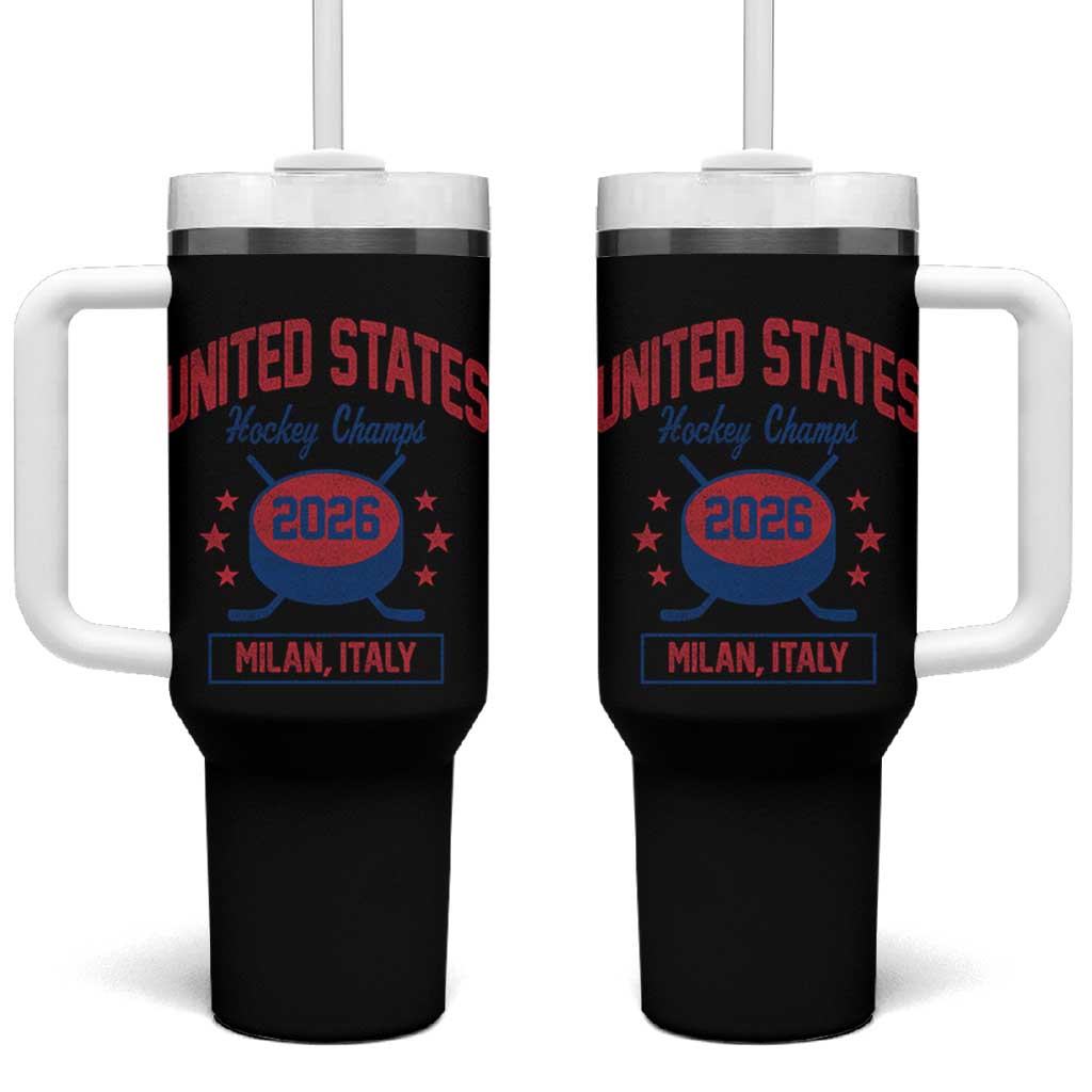 United States Hockey Champs 2026 Milan Italy Tumbler With Handle Patriotic USA Gold Medal Winter Games Fan