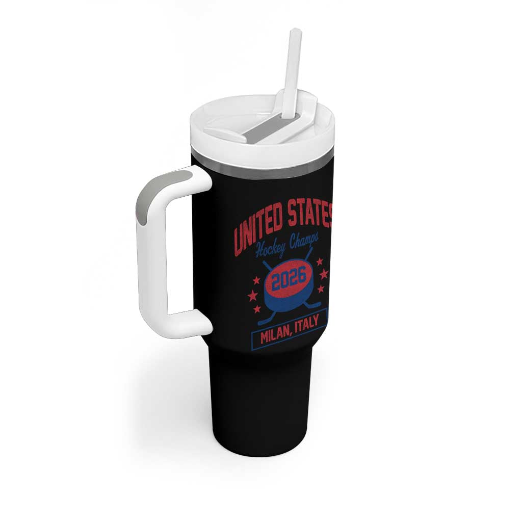 United States Hockey Champs 2026 Milan Italy Tumbler With Handle Patriotic USA Gold Medal Winter Games Fan