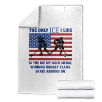 USA Gold Medal Hockey Patriotic American Flag Throw Blanket The Only Ice I Like Champions