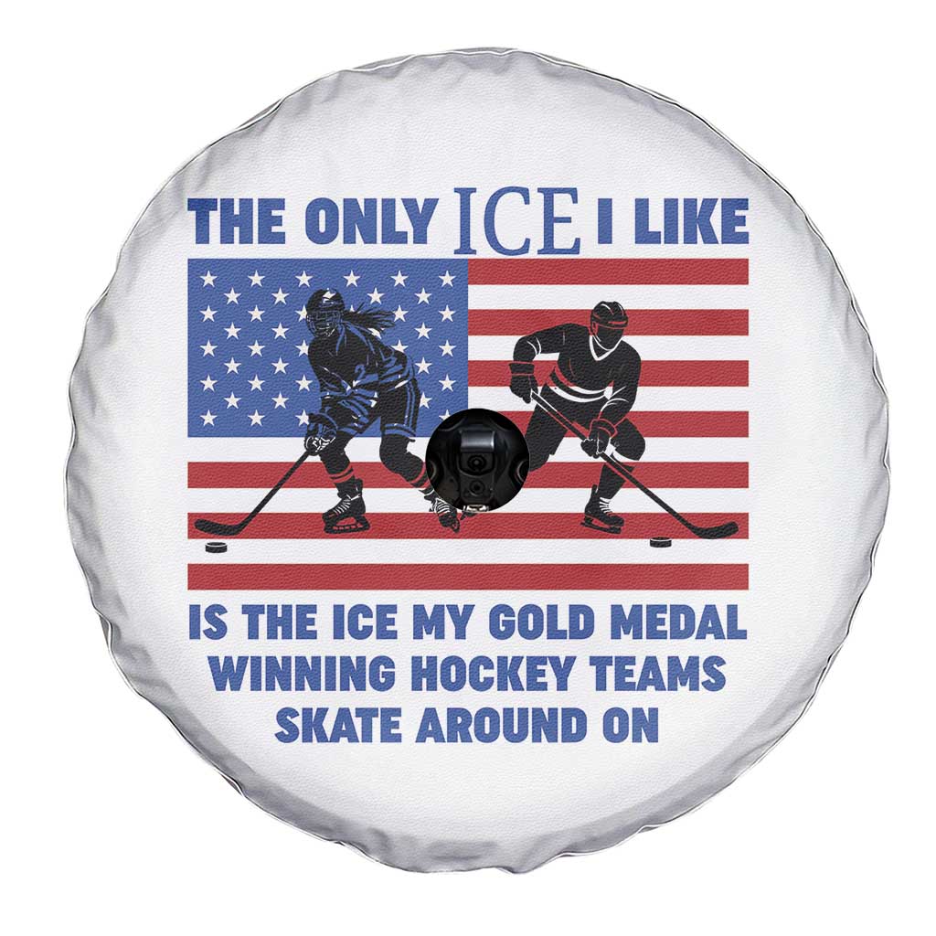 USA Gold Medal Hockey Patriotic American Flag Spare Tire Cover The Only Ice I Like Champions