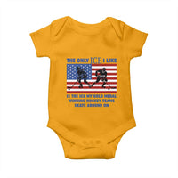 USA Gold Medal Hockey Patriotic American Flag Baby Onesie The Only Ice I Like Champions