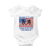 USA Gold Medal Hockey Patriotic American Flag Baby Onesie The Only Ice I Like Champions