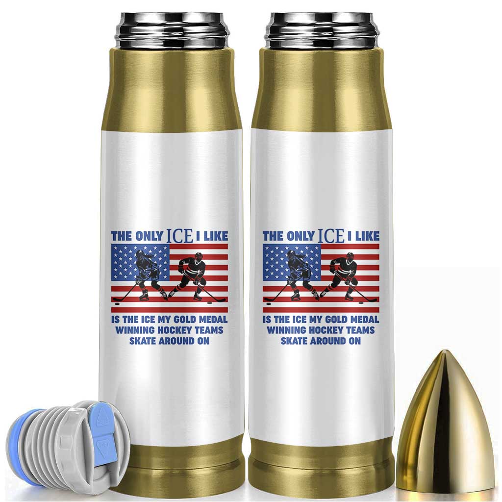 USA Gold Medal Hockey Patriotic American Flag Bullet Tumbler The Only Ice I Like Champions