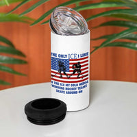 USA Gold Medal Hockey Patriotic American Flag 4 in 1 Can Cooler Tumbler The Only Ice I Like Champions