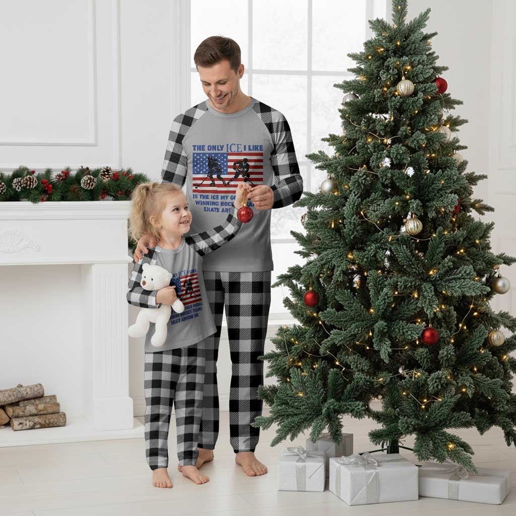 USA Gold Medal Hockey Patriotic American Flag Plaid Pajama Set The Only Ice I Like Champions