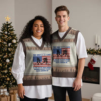 USA Gold Medal Hockey Patriotic American Flag V-Neck Knit Sweater Vest The Only Ice I Like Champions
