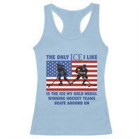 USA Gold Medal Hockey Patriotic American Flag Racerback Tank Top The Only Ice I Like Champions