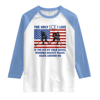USA Gold Medal Hockey Patriotic American Flag Raglan Shirt The Only Ice I Like Champions