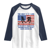 USA Gold Medal Hockey Patriotic American Flag Raglan Shirt The Only Ice I Like Champions