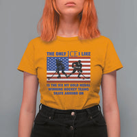 USA Gold Medal Hockey Patriotic American Flag T Shirt For Women The Only Ice I Like Champions