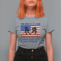USA Gold Medal Hockey Patriotic American Flag T Shirt For Women The Only Ice I Like Champions