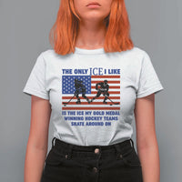 USA Gold Medal Hockey Patriotic American Flag T Shirt For Women The Only Ice I Like Champions