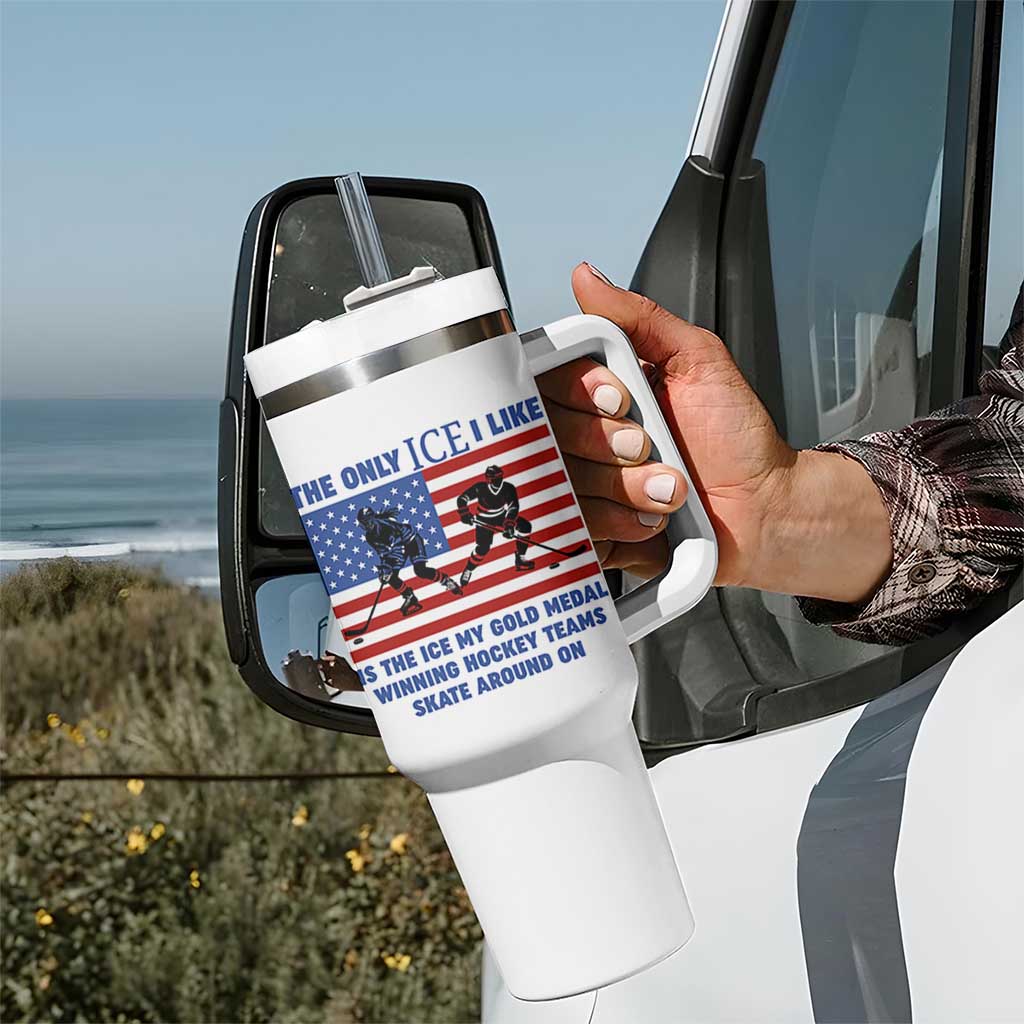 USA Gold Medal Hockey Patriotic American Flag Tumbler With Handle The Only Ice I Like Champions