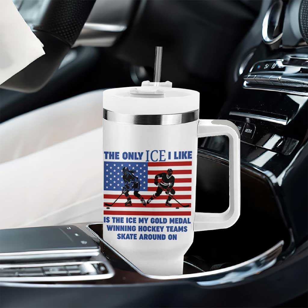USA Gold Medal Hockey Patriotic American Flag Tumbler With Handle The Only Ice I Like Champions