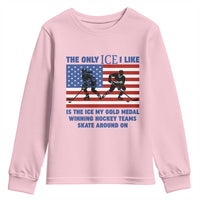 USA Gold Medal Hockey Patriotic American Flag Youth Sweatshirt The Only Ice I Like Champions
