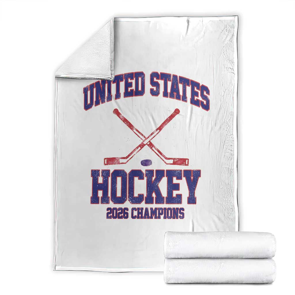 United States Hockey 2026 Champions Throw Blanket Patriotic USA Ice Hockey Victory Fan