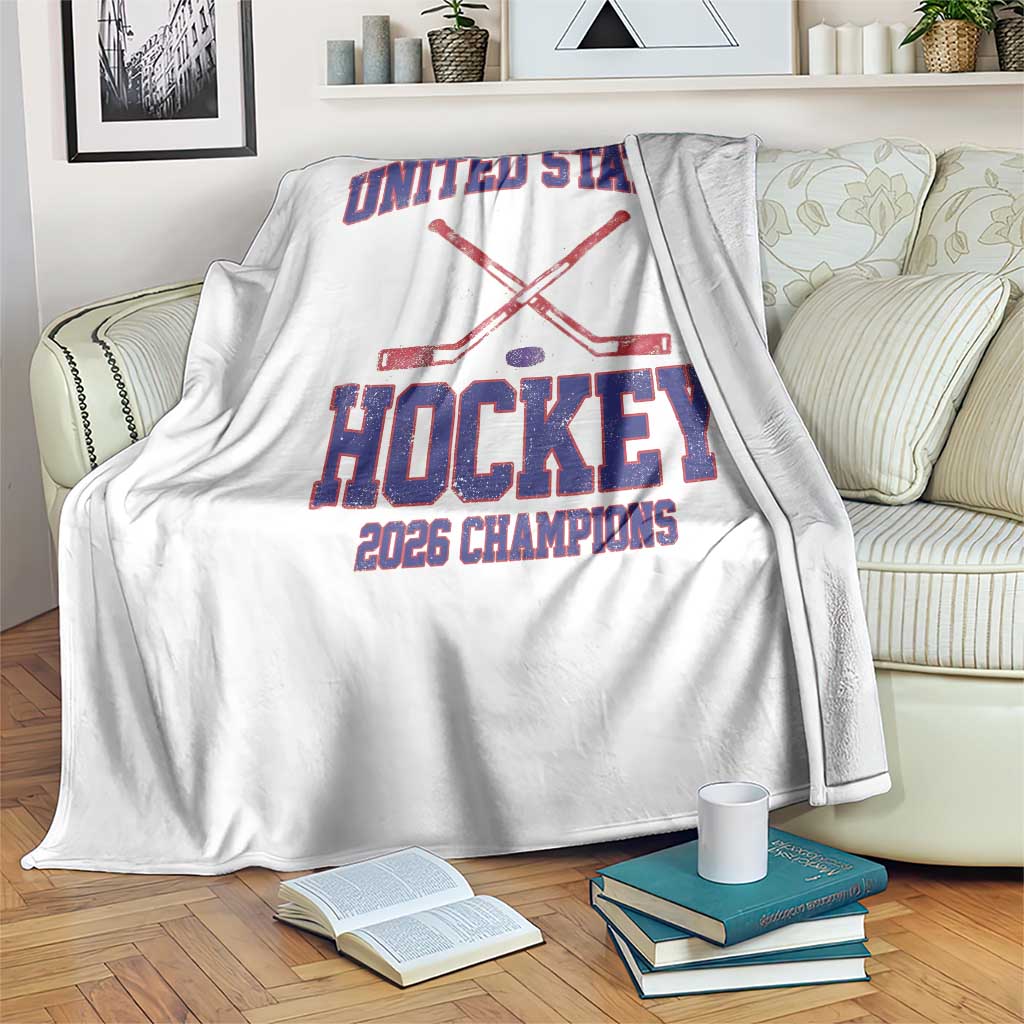 United States Hockey 2026 Champions Throw Blanket Patriotic USA Ice Hockey Victory Fan