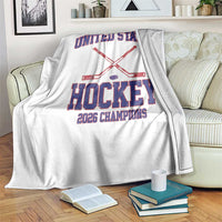 United States Hockey 2026 Champions Throw Blanket Patriotic USA Ice Hockey Victory Fan