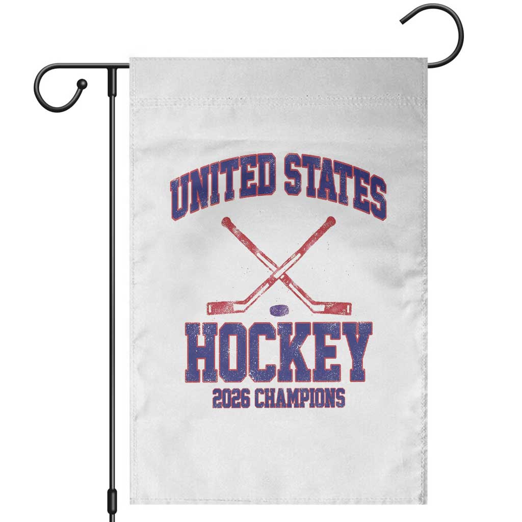 United States Hockey 2026 Champions Garden Flag Patriotic USA Ice Hockey Victory Fan
