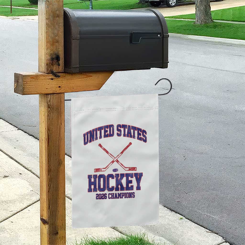 United States Hockey 2026 Champions Garden Flag Patriotic USA Ice Hockey Victory Fan