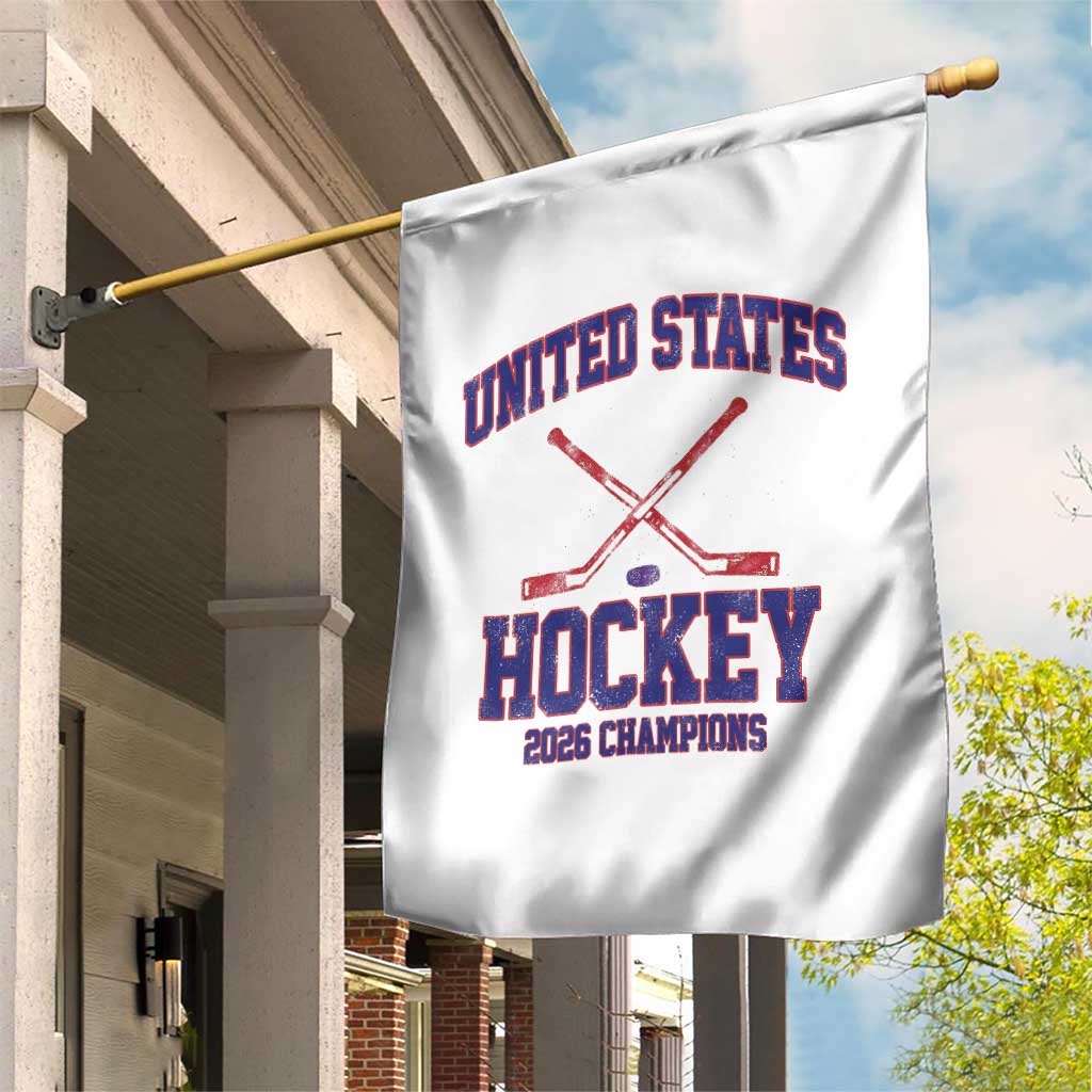 United States Hockey 2026 Champions Garden Flag Patriotic USA Ice Hockey Victory Fan