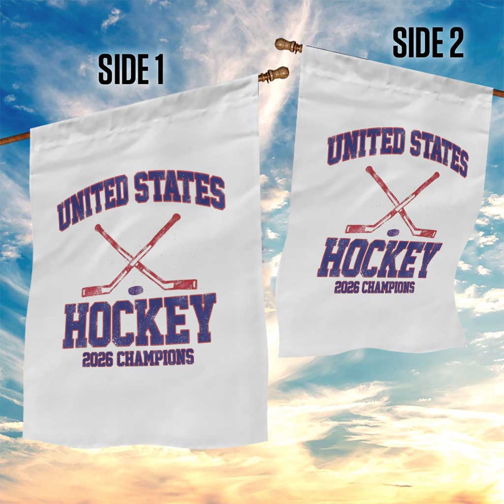 United States Hockey 2026 Champions Garden Flag Patriotic USA Ice Hockey Victory Fan