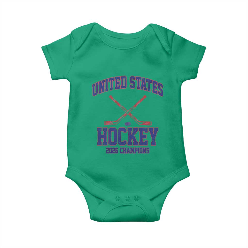 United States Hockey 2026 Champions Baby Onesie Patriotic USA Ice Hockey Victory Fan