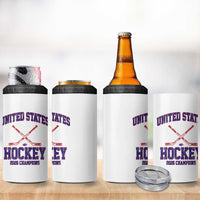 United States Hockey 2026 Champions 4 in 1 Can Cooler Tumbler Patriotic USA Ice Hockey Victory Fan