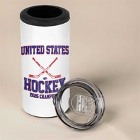 United States Hockey 2026 Champions 4 in 1 Can Cooler Tumbler Patriotic USA Ice Hockey Victory Fan