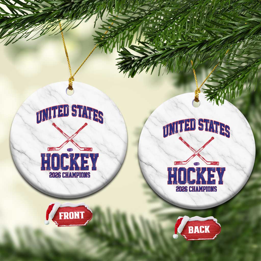 United States Hockey 2026 Champions Ceramic Ornament Patriotic USA Ice Hockey Victory Fan
