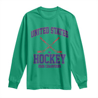 United States Hockey 2026 Champions Long Sleeve Shirt Patriotic USA Ice Hockey Victory Fan