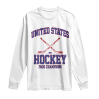 United States Hockey 2026 Champions Long Sleeve Shirt Patriotic USA Ice Hockey Victory Fan