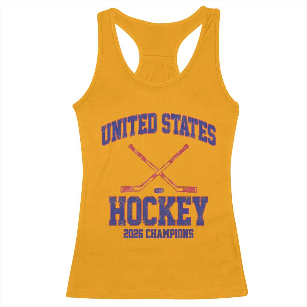 United States Hockey 2026 Champions Racerback Tank Top Patriotic USA Ice Hockey Victory Fan