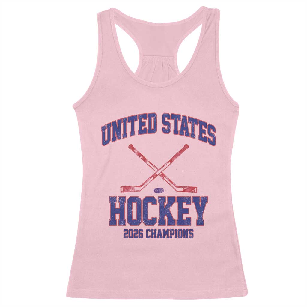 United States Hockey 2026 Champions Racerback Tank Top Patriotic USA Ice Hockey Victory Fan