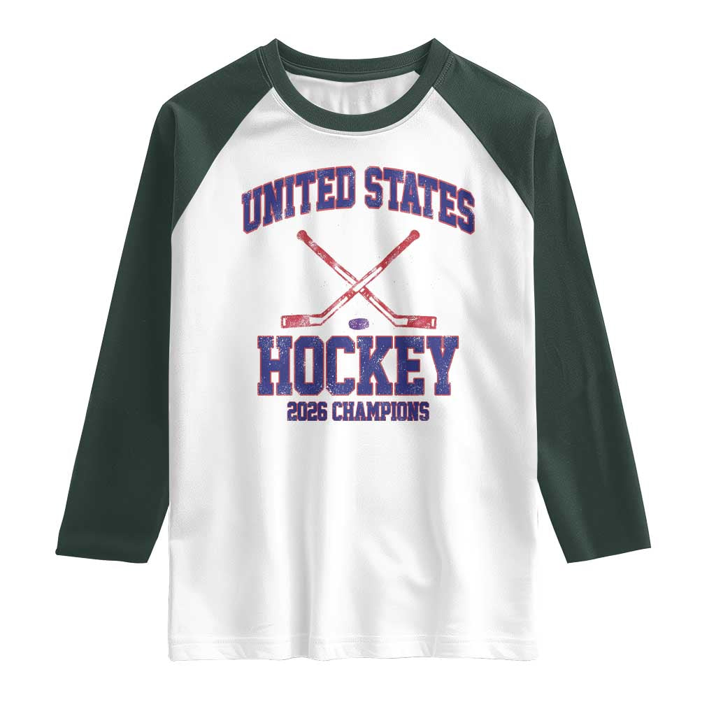 United States Hockey 2026 Champions Raglan Shirt Patriotic USA Ice Hockey Victory Fan