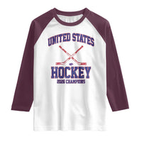 United States Hockey 2026 Champions Raglan Shirt Patriotic USA Ice Hockey Victory Fan