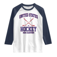 United States Hockey 2026 Champions Raglan Shirt Patriotic USA Ice Hockey Victory Fan